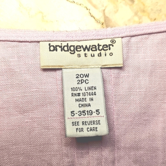 Bridgewater Studio Womens Pink Linen Button-up V-neck Tunic Blouse 20W - Picture 3 of 6